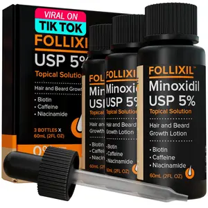 Follixil 5% Minoxidil Topical Solution – Infused with Biotin, Niacinamide & Caffeine – Hair Regrowth Support for Thinning Hair – Lightweight, Non-Greasy Formula - 3 Months Supply Hair Repair Serum