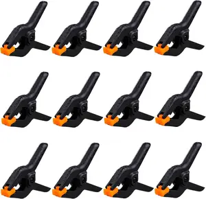 12 Pack 3.5 inch Plastic Spring Clamps, Black Heavy Duty Spring Clips Clamps for Balloon Arch, Crafts, Backdrop Stand, Woodworking, Photography Studios,  Improvement