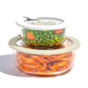 Bentgo Signature Glass Food Storage Set - Reusable Meal Prep Container with Lids Airtight Silicone