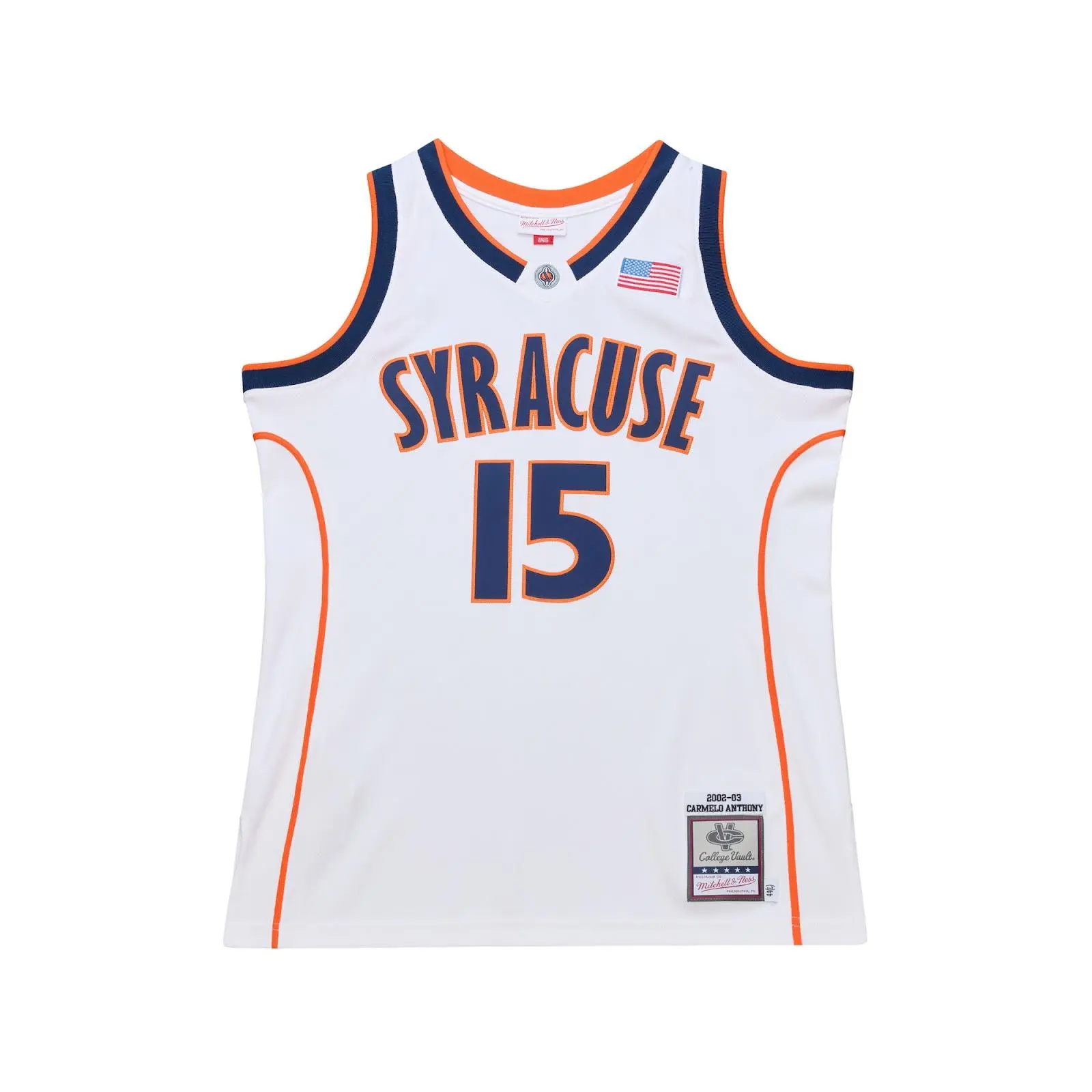 Carmelo Anthony Syracuse Orange 2002-03 White Authentic Jersey NCAA Throwback NBA Basketball Hardwood Classics Fan Gear Mitchell & Ness