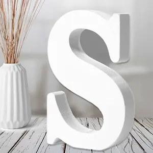 STYRKE 6 Inch White Wood Letters Unfinished Wood Letters for Wall Decor Decorative Standing Letters Slices Sign Board Decoration for Craft Home Party Projects (S) Ornaments Wooden