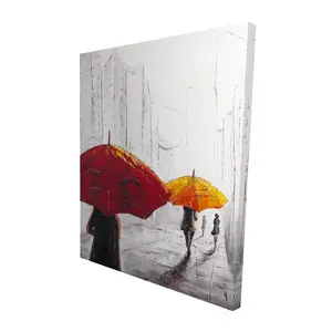 Begin Home Decor 2080-6048-CI124 48 x 60 in. Passersby with Umbrellas Canvas - Contemporary Bedroom Art