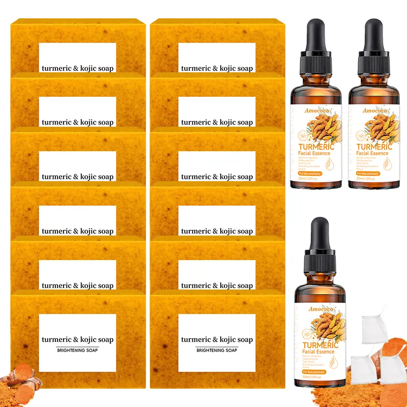 Ginger soap and essential oil set, including 12 pieces of ginger soap and 3 pieces of essential oil, men's and women's cleansing and moisturizing care