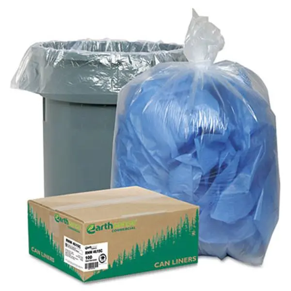 212 MAIN Webster RNW4615C Leak-Proof Extra Strong Disposable Plastic Trash Can Liners, 40-45 gal, 1.5 mil, Flat Bottom Design, Individually Folded, 100 Bags per Carton