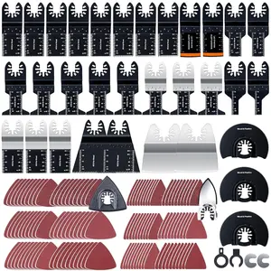 158 Pack Oscillating  , Oscillating Tool  with Sandpaper, Multitool Bi-Metal  Kits for  Metal Plastics Quick Release Fit  Ryobi Rockwell Makita
