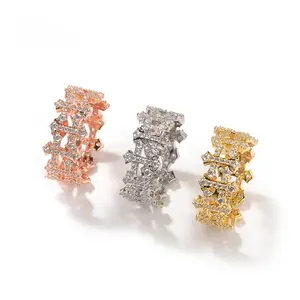 9mm Double-Sided Cross Ring | CZ Stones | Unisex High-End Statement Jewelry Cz Bling Stackable Rings