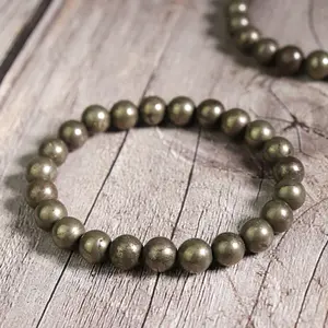 Pyrite Natural Stone 8mm Beads Healing Balance Protection Bracelet for Women Men