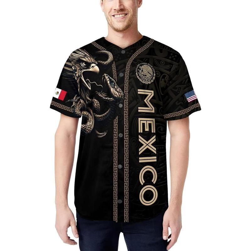 Mexico Black & Gold Baseball Jersey – Aztec Eagle Streetwear Style