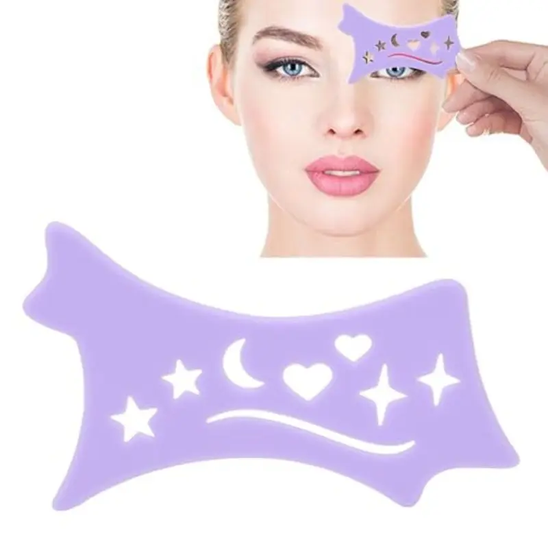Eyeshadow Stencil, Eyeshadow Template Silicone Shaping Tools Cutout Star Moon Heart Pattern Eye Shadow Applicator Makeup Tool Silicone Makeup Applicator for Beauty Accessories (Purple)