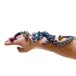 Ornaments Year of the Dragon Rose Dragon Duo 3D Printed 15" and 6" Rose Dragon with Aura Agate Druzy Heart Figurine for Home, Office, Bedroom, Living Room, Dining Room, Kids Room. With Rose Quartz Heart(Rainbow) Decor Gift Set