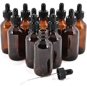 12, , 2 oz Glass Bottles, with Glass Eye Droppers