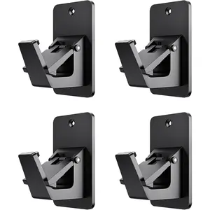 No Drill Self Adhesive Curtain Rod Holders Brackets Hold Up to 30LB Nail Free Hooks for Bathroom Bedroom Livingroom Kitchen 4PC Black