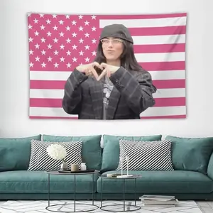 Billies Decorative Eilish Flag Tapestry Double Stitched Indoor Outdoor College Dorm Room Decoration