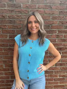 Sleeveless Button-Up Ribbed Vest