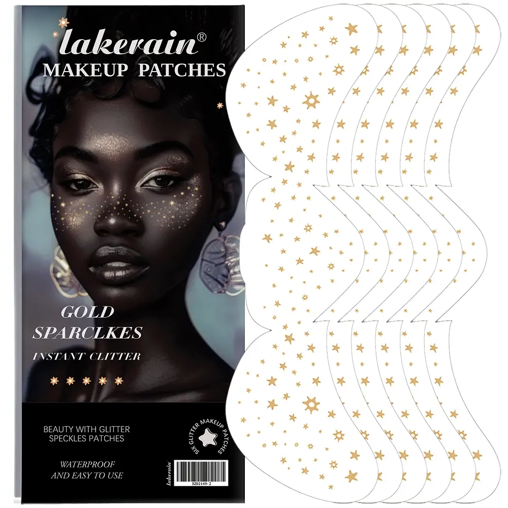 6 Pieces Gold Glitter Freckle Stickers, Waterproof & Sweat-Proof Face Jewels for Festival Makeup, Shimmer Temporary Tattoos Freckle Spot Tattoo for Creative Facial Art, Long-lasting Freckle Face Tatoo
