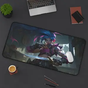 Jinx & Knife Mousepad League of Legends Jinx Desk Mat Gift For Gamer Anime Desk Mat Mothers Day Gift