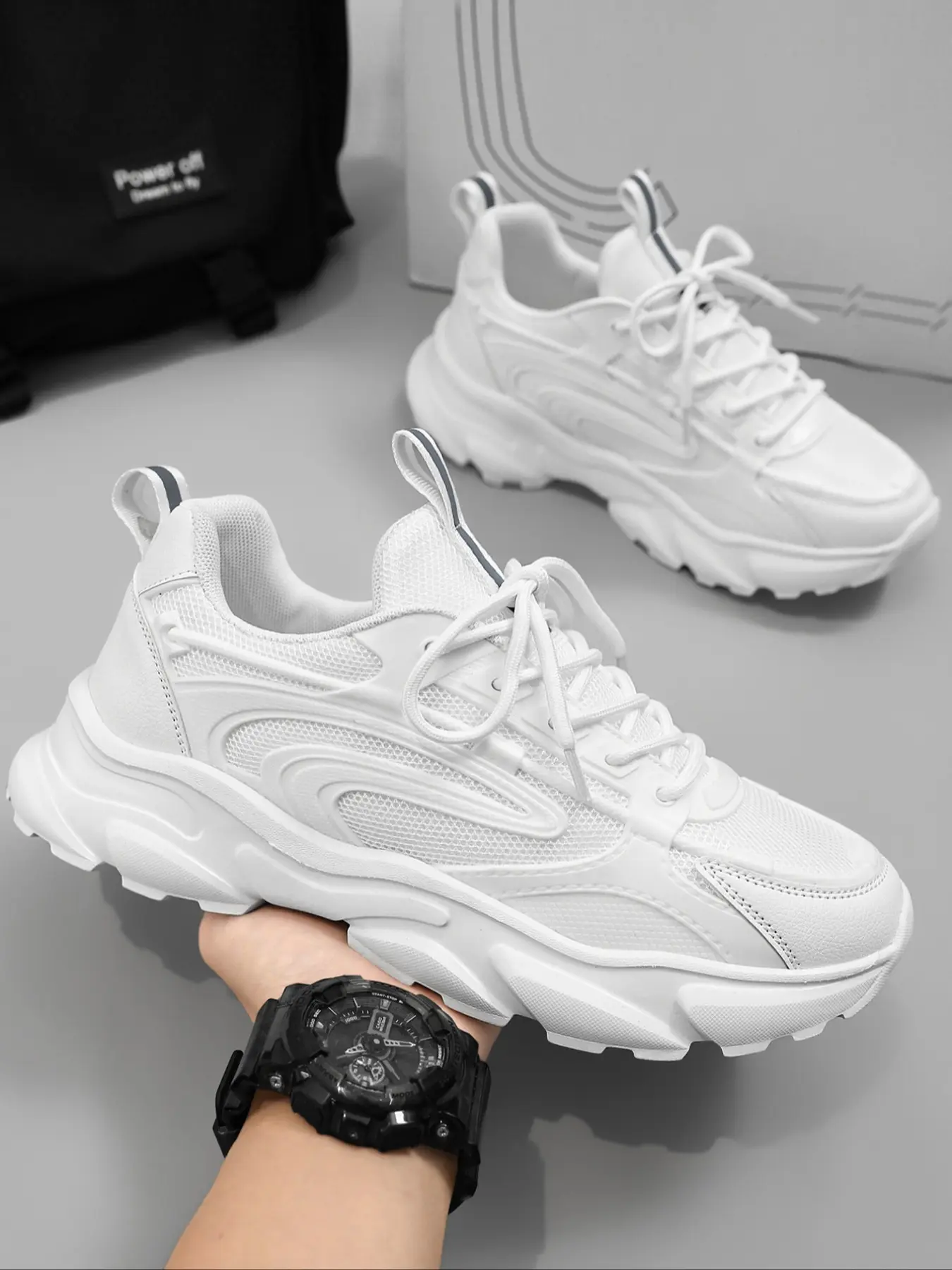 Men's Thick Sole Breathable Dad Shoes, Classic Low Top Lace-Up Casual Shoes, Lightweight Comfortable Versatile Striped Running Sneakers, Sports Shoes, Sporty Running Shoes, Running Trainers
