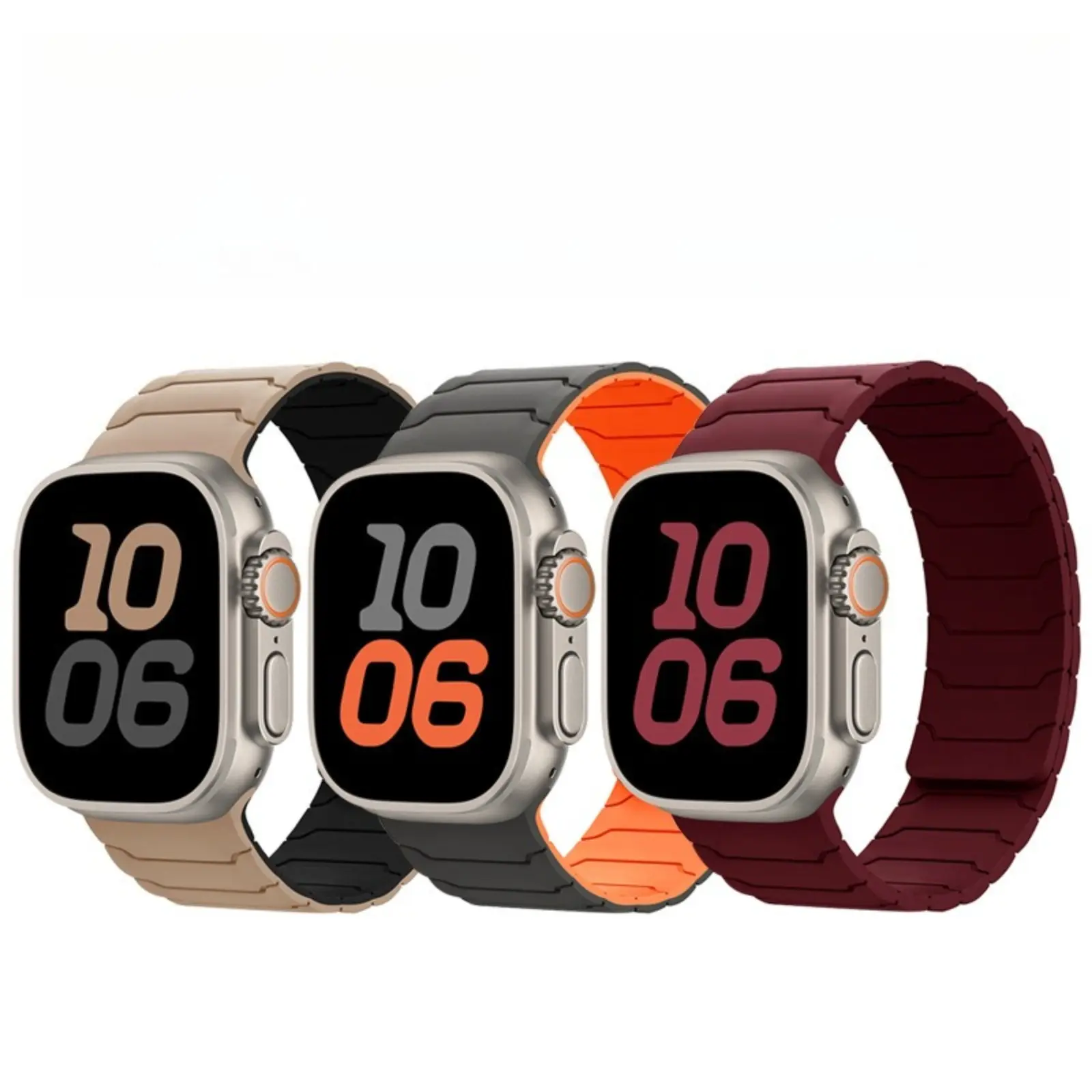 Integrated Armor-Style Silicone Magnetic Watch Strap, Compatible with Apple Watch Series 1-11/Ultra 3/SE, Sports & Outdoor Wearable Tech Accessories Wristband