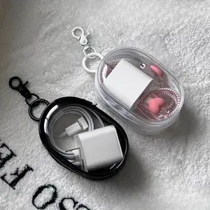 Clear Charger Storage Bag, 1/2 Counts Portable Charging Cable Organizer, Waterproof Storage Bag for Travel, Electronic Cord Organizer Travel Case