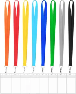 8 Pack Travel Cruise Lanyards with ID Card Holders for Adults, Colorful Solid Durable Badge Holders, 0.79"/2 cm Strap Width, 18"/45 cm Long, 3" x 4" Inner Size (Assorted Rainbow 8 Colors)