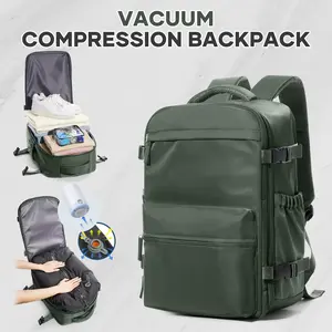 HYC00 Vaccum Compression Travel Backpack for Women Men, Air-Seal Bag with Vacuum Pump, Flight Approved Airport Backpack, Carry on Laptop Backpack, Waterproof Outdoor Hiking Sports Rucksack