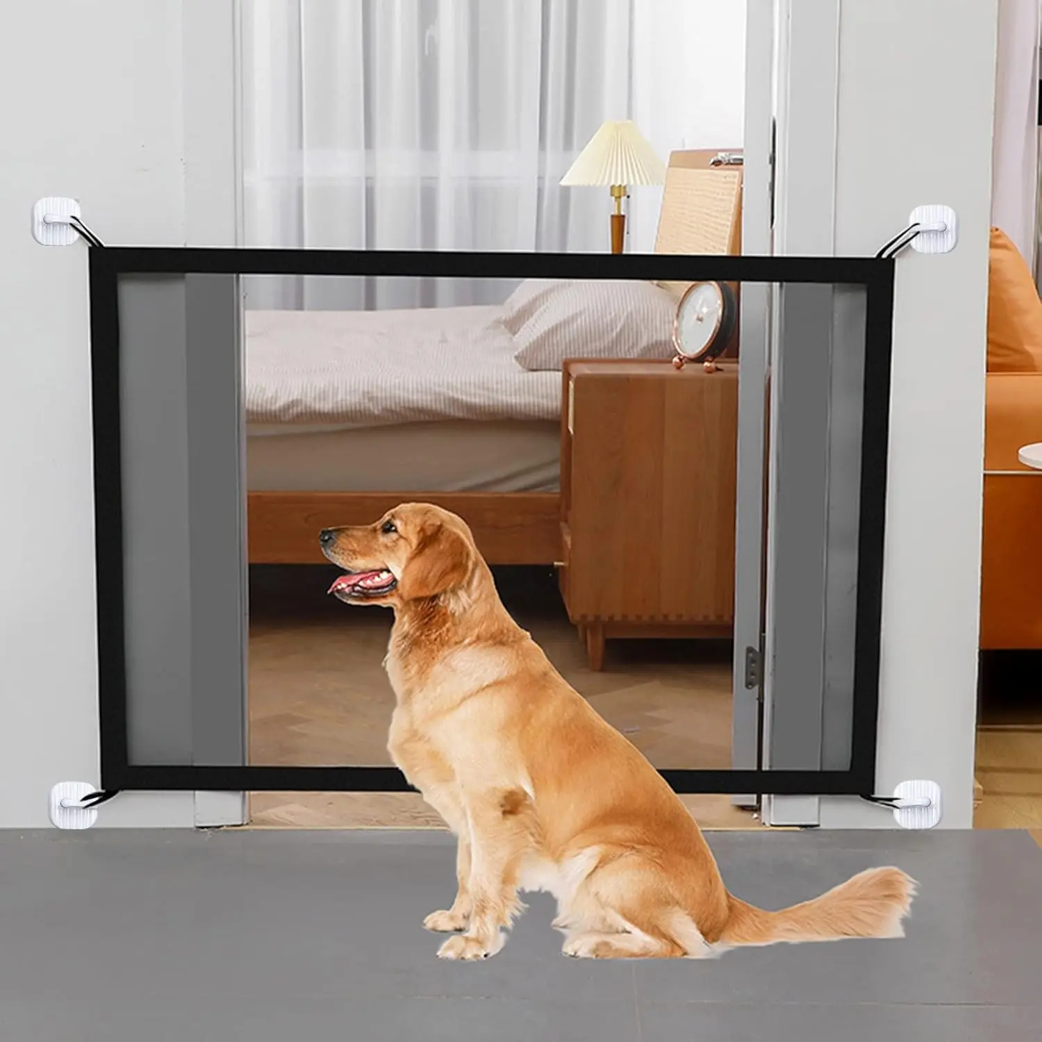 Portable Foldable Pet Door, Magic Indoor Mesh Dog Door for Stairs and Entryways, Cat and Dog Isolation, Safe Indoor Fence, No Drilling Required, Home