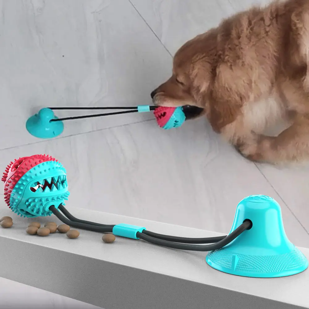 Dog Chew Toy Balls, Pet Supplies Bite-Resistant Suction Cup Balls, Molar Food Leaking Dog Toy