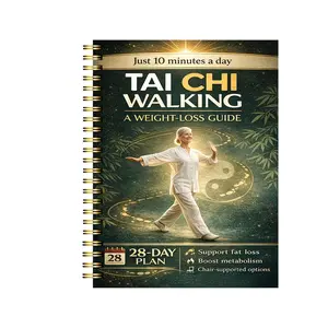 Tai Chi Walking Weight Loss Plan for Seniors, 28-Day Gradual Program, Gentle Daily Walks, Joint-Friendly, Low-Impact Exercise, Indoor Outdoor, Guided Journal