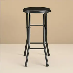 Folding Metal Stool, Black