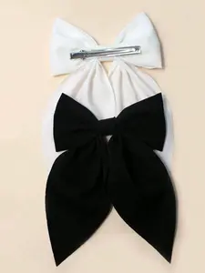 Solid Color Hair Scrunchies 2pcs with Bowknot for Hair Accessories