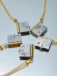 DIY Stainless Steel Engraved Love Letter Book Necklace, Express Emotions Gift for Parents Grandparents Boyfriend, Perfect Holiday Present