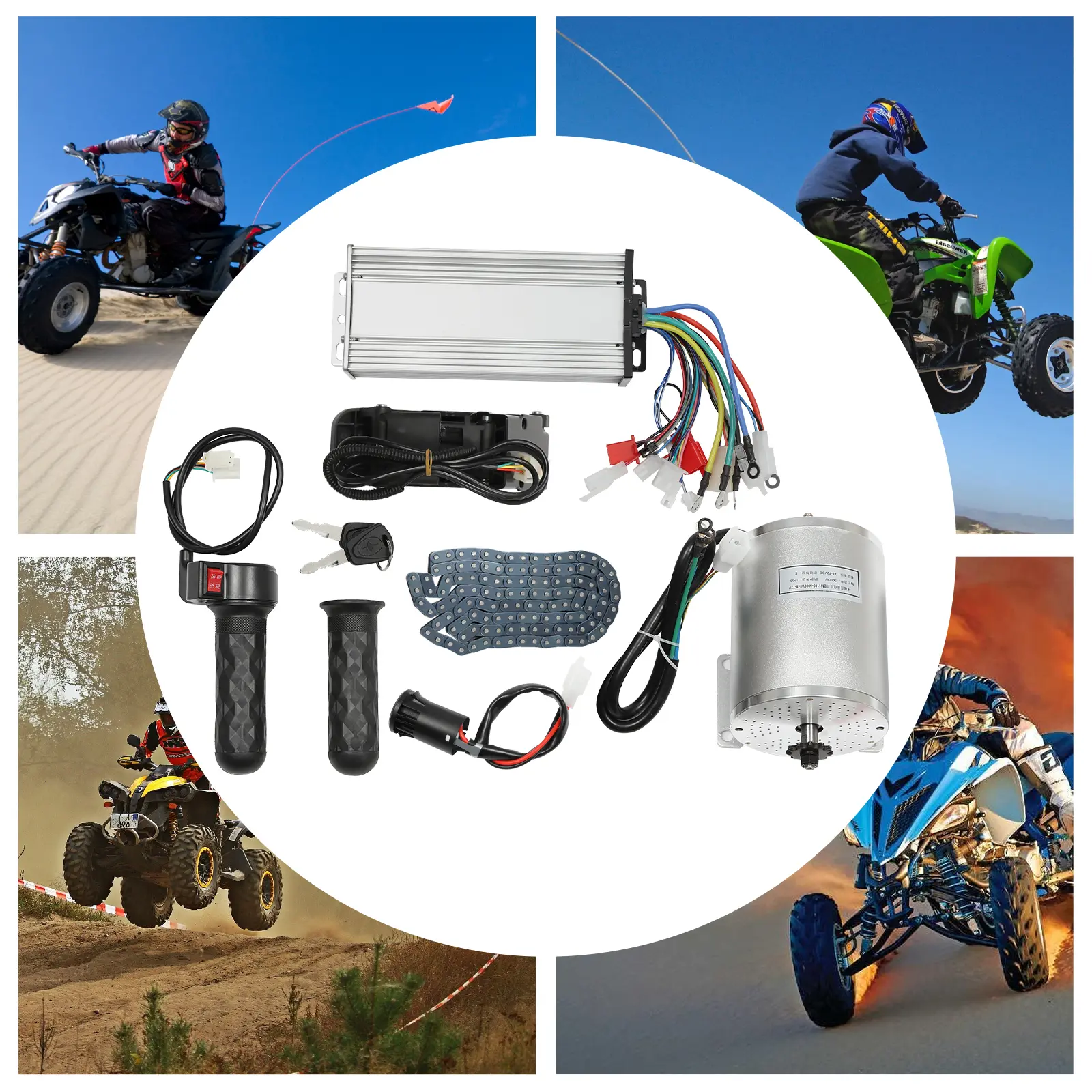 3KW Brushless Motor 48-72V, Electric Scooter Go Kart Engine with Controller Accelerator, 6000rpm Pure Copper Motor Kit