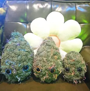 Nouglas Crochet Weed Nug Plush – Handmade CannaNuggies Cannabis Plushie, Cute Crochet Nug Novelty Toy, 420 Stoner Gift, Weed Decor Collectible