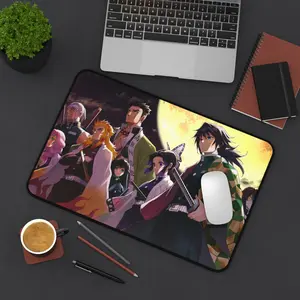 Anime Demon Slayers group Desk Mat | Large Mouse Pad, Moon Night Scene.