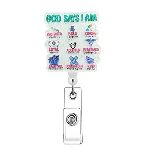 Acrylic Badge Holder, 1 Count Retractable Badge Reel, ID Holder with Clip for Nurses, Doctors, Students & Office Staff