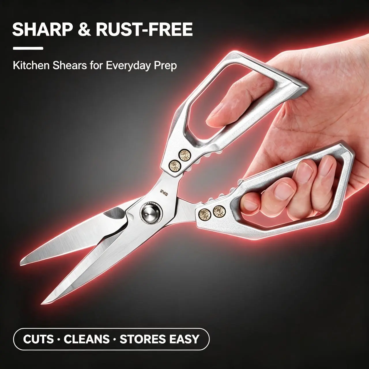 Heavy-Duty Stainless Steel Kitchen Bone Scissors - Multifunctional Sharp Poultry Shears with Detachable Handles for Chicken, Meat, Vegetables, BBQ