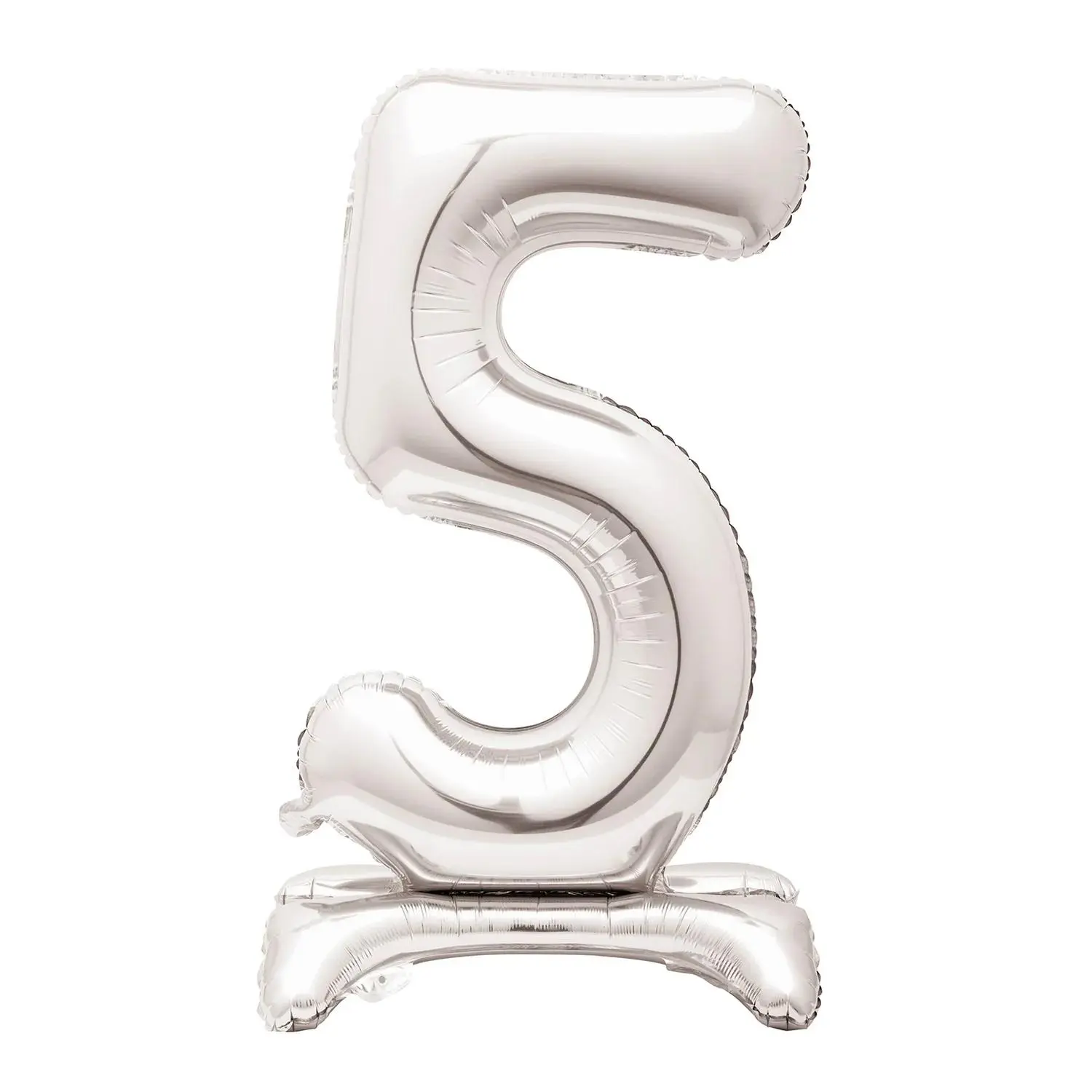 5-Shaped Silver Number 30" Mylar Stand-Up Balloon