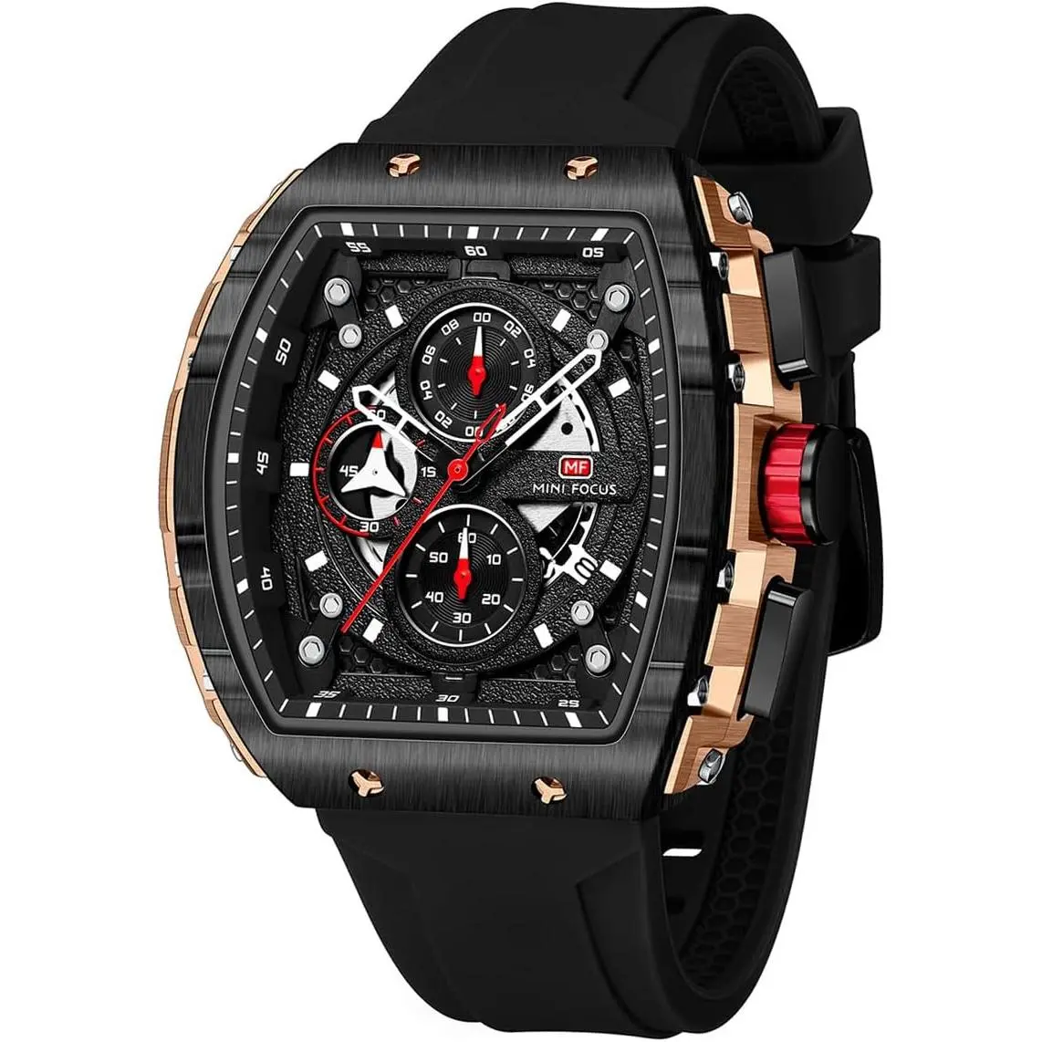 Mens Watches Fashion  Luxury Tonneau Watches for Men Chronograph  Dress Business Work Watch Large Square  Wristwatch Analog Luminous Calendar Men's Wrist Watch