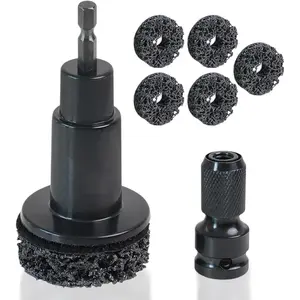 Wheel Hub Cleaning Tool, Wheel Stud Cleaner, Brake Hub Cleaning Kit, Stud with 5 Head, Grinding Maintenance Cleaner Kit for Nuts, Car & Truck