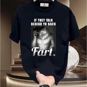 Unisex Classic Fit Casual Knit Short-Sleeve T-Shirt, Round Neck "If They Talk Behind Yo Back Fart" Funny Meme Graphic Top, Smooth Ribbed Soft Elastic Fabric, Seamless Underarm Design, Perfect Gift for Meme Lovers