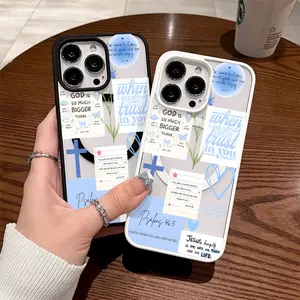 Premium Magnetic Phone Cases for iPhone 11-17 Pro Max Blue Cross Jesus Love y2k MagSafe Ready Anti-Fall Springtok Ultra-Thin TPU Protection Shockproof Cover