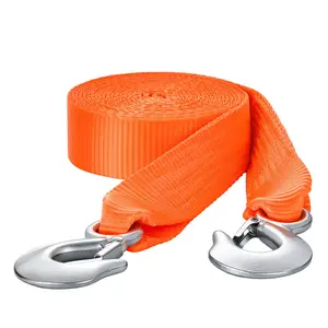 VEVOR ATV Tow Strap with Hooks, 2-inchx 20-foot, 17000 lbs Capacity, Durable Recovery Rope with Security Hooks for Trucks and Vehicles, Essential Towing Accessory for Roadside Assistance