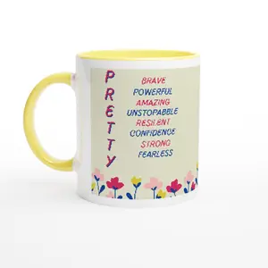 I AM PRETTY White 11oz Ceramic AFFIRMATION Mug with Color Inside