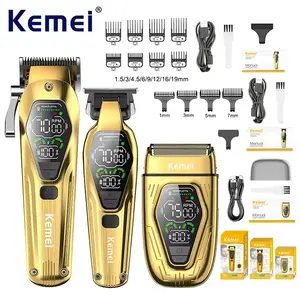 Kemei Cordless Electric Hair Clippers, Professional Cordless Trimmers, Rechargeable Shaver, Km-1697/1698/t360 Set, Barber Grooming Kit