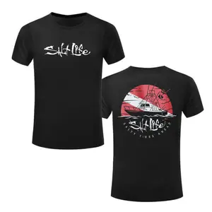 Salt Life Sunset Boat T-Shirt – Vintage Fishing Boat Graphic Shirt, Coastal Streetwear Shirt, Men’s Tops