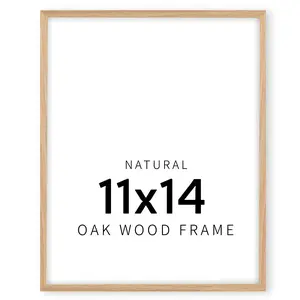 11x14 Oak Wood Picture Frame - Minimalist 11x14 Poster Frame, 11"x14" Frame Wood, Natural Solid Wooden Picture Frames for Wall Art Photo and Prints