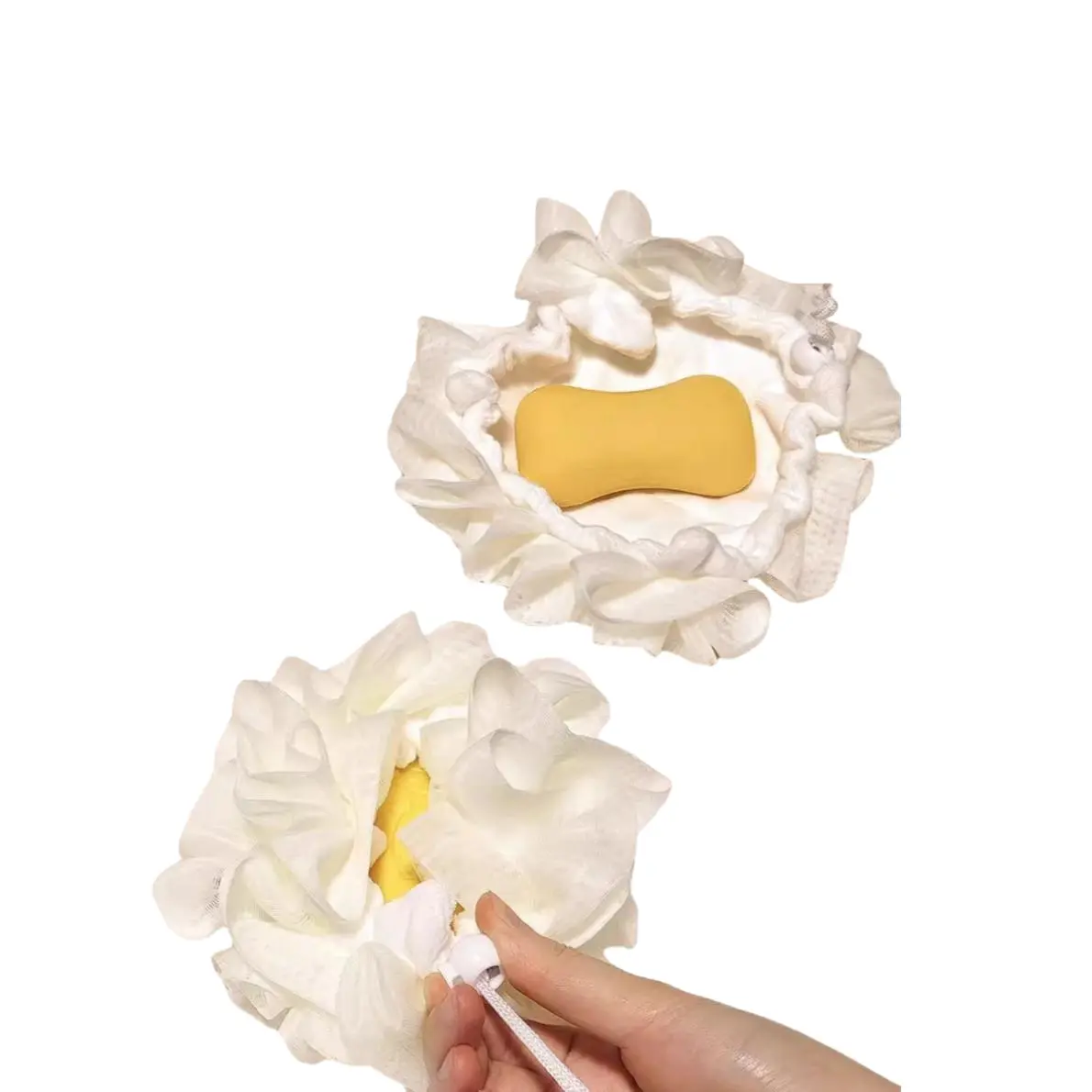 2-in-1 Soap Saver Loofah with Soap Saver, Non-Slip Exfoliating Bath Sponge, Rich Lather Shower Loofah for Small Soap Pieces ,Soap Saver Loofah