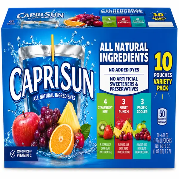 Fruit Juice Drink Variety Pack, Ready-to-Drink Juice Pouches, Assorted Fruit Flavors, 6 fl oz Pouches, 10 Pack
