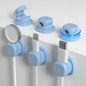 6pcs Rotatable Cable Manager, Desktop Data Cable Storage and Organization, Cable Collection, Mobile Phone Charging Cable Clamp, Spring-fixed Cable Manager
