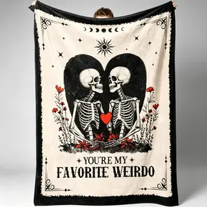 Goth Skeleton Romantic Flannel Blanket for Kids & Adults, I Love You Gift for Him Her, Soft Warm Kids Blanket Adult Blanket for Couples, Anniversary Birthday Wedding Engagement Valentine’s Day Christmas Gift, Ghost Design bed accessories blankets